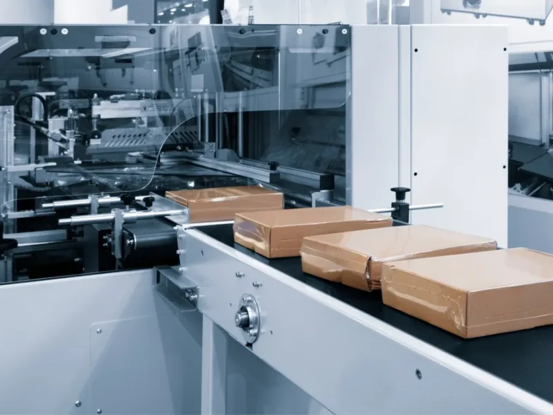 Automatic,Industrial,Machine,For,Plastic,Packaging,With,Light,Effect,Of