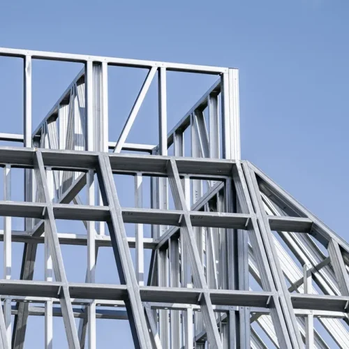 Light,Gauge,Steel,Framing,System,Used,For,House,Construction.,Wall