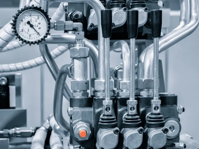 Part,Of,A,Hydraulic,Industrial,Machine,,Control,Levers,Of,A