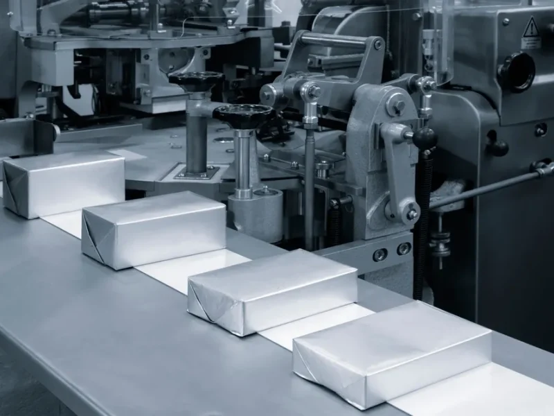 Production,Line,For,Food,Packaging,In,Metal,Foil